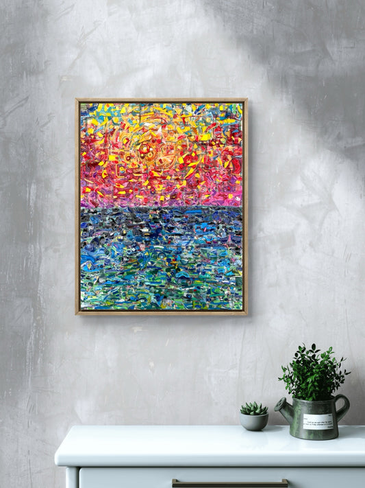 Plastic Sunset No. 2 displayed on a wall
