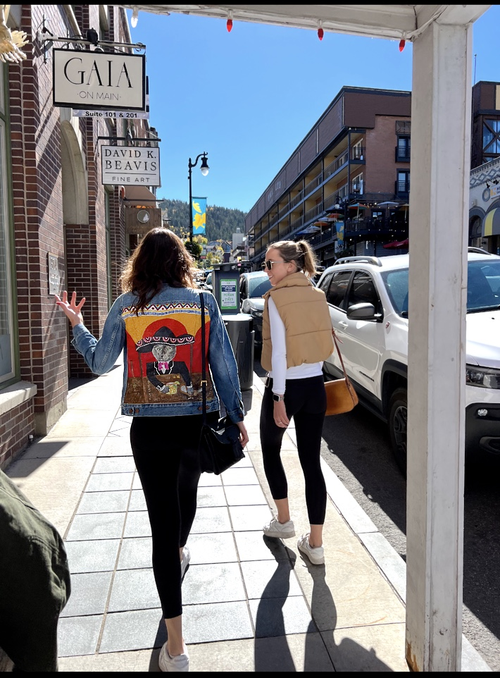 Keep the Car Running painted jean jacket worn on the street
