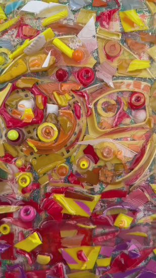 Plastic Sunset No. 2 — reclaimed beach plastic and layered resin