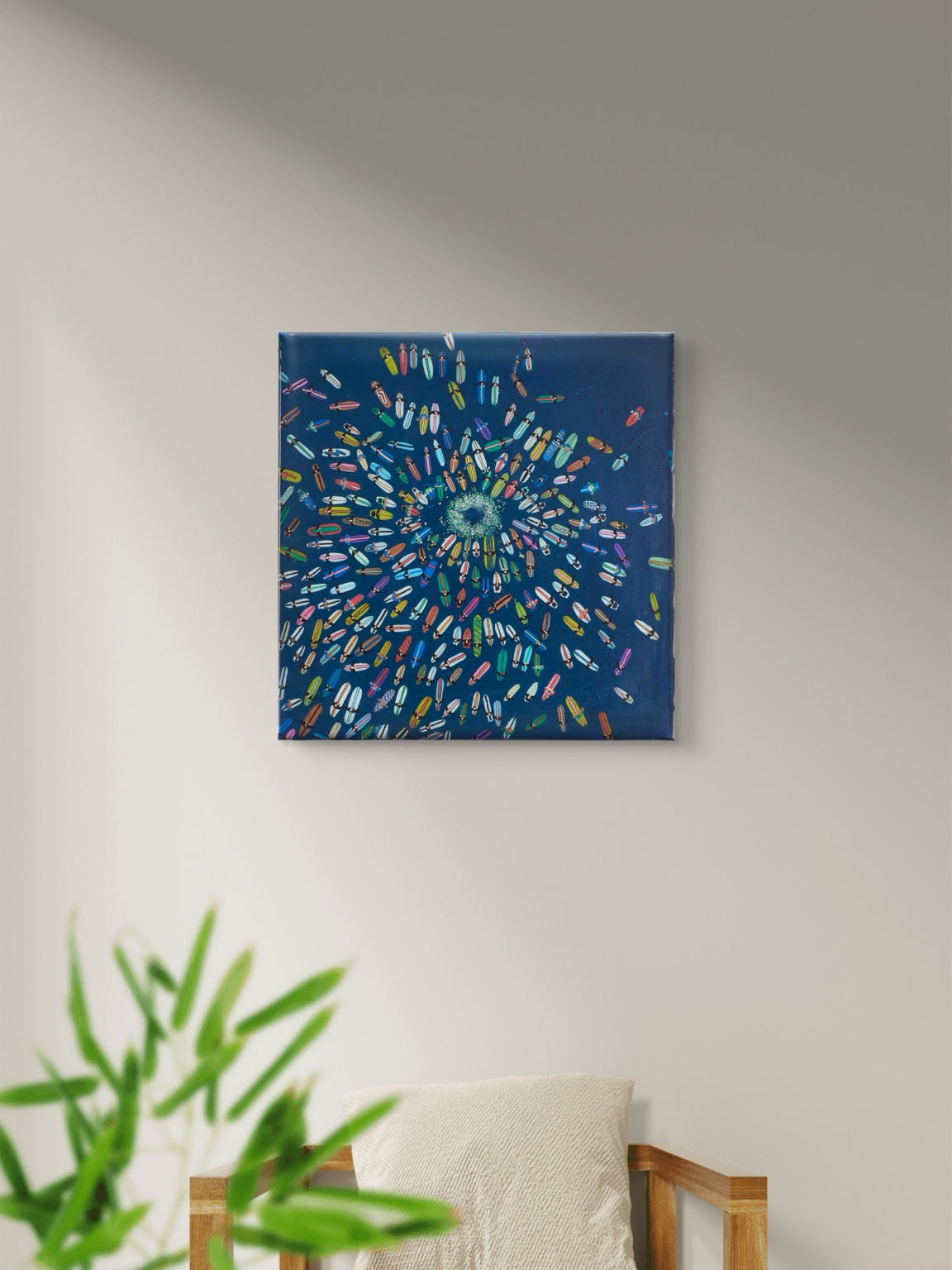 Pulse original painting displayed in a modern interior